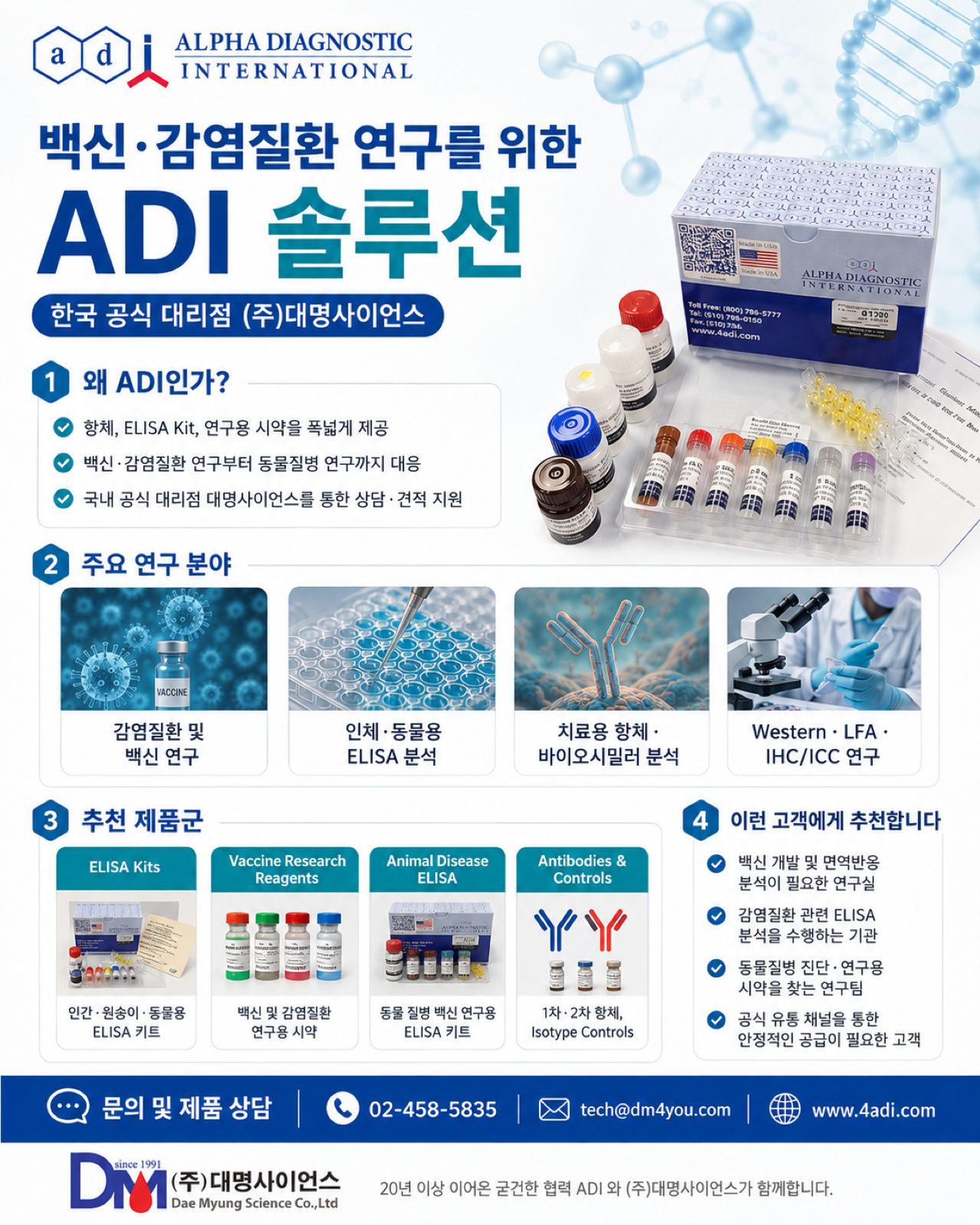 [Alpha Diagnostic International(ADI)]한국 공식 대리점 항체 · ELISA Kit · 백신/감염질환 연구용 시약 전문 공급